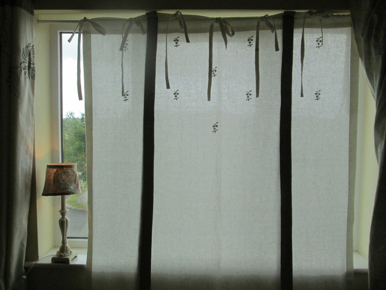 Linen Tie up Shade Embroidered Blind Embroidered by Hand Etsy