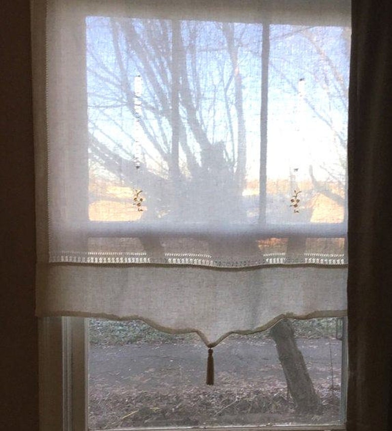 Scalloped edges linen curtains monogrammed linen curtains Etsy