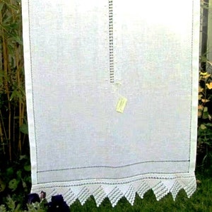 Linen and lace curtains, Irish linen curtains, handmade hemstitched n' drawn-work curtains