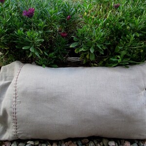 Ticking mattress and print cover cushion, red print n' stripes French inspired pillow image 4