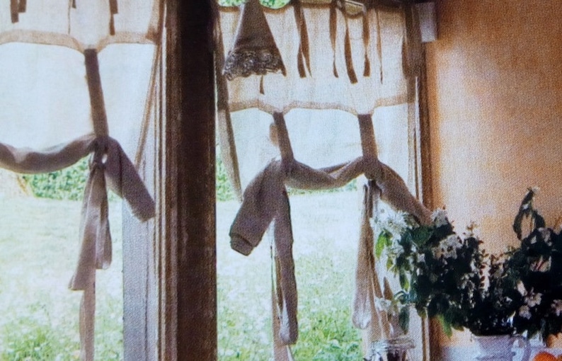 Linen Tie up Shade Embroidered Blind Embroidered by Hand Etsy