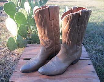 50's Justin Cowgirl Boots, US 6,5 EUR 37 UK 4 // Vintage Tan Leather Cowboy Boots // Western Boots