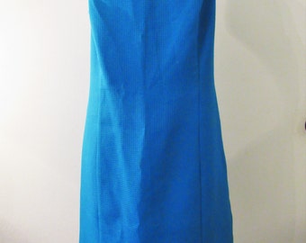 80s Bright Blue Sheath Dress by Citi Dress, M-L // Vintage Strap Cocktail Dress // Slip Dress