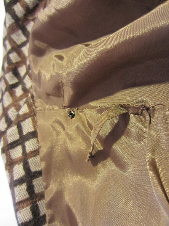50s Tailored Brown Plaid Jacket Suit by Eila Suve… - image 5