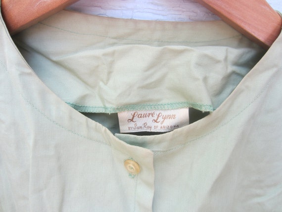 40s Pale Green Texas Crop Bowling Shirt w/ Name E… - image 4