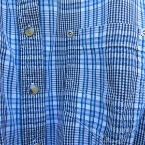 90s Wrangler Blues Plaid Daisy Duke Crop Knot Cowgirl Shirt, Women's M-L // Vintage Cropped Western Shirt // Knot Shirt image 3