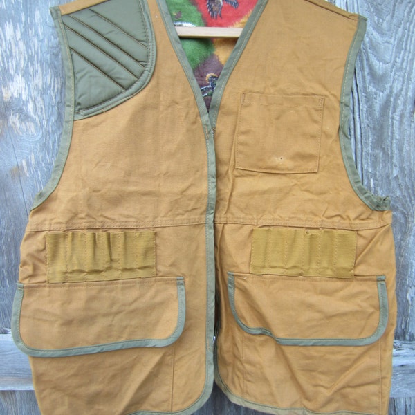 60s Saf T Bak Hunting Vest, Men's M-L-XL // Vintage Shooting Vest w/ Ammo Pockets