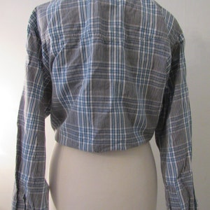 90s Wrangler Blues Plaid Daisy Duke Crop Knot Cowgirl Shirt, Women's M-L // Vintage Cropped Western Shirt // Knot Shirt image 5