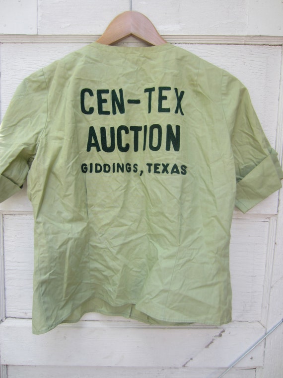 40s Pale Green Texas Crop Bowling Shirt w/ Name E… - image 5