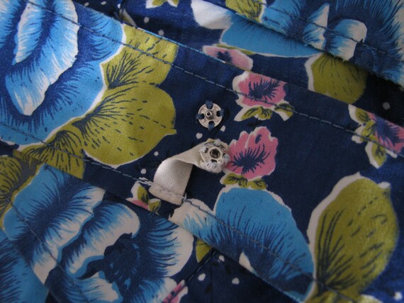 50s Navy Floral Pinafore Sundress, S-M // Vintage… - image 5