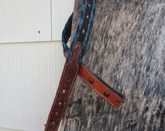 Vintage Handtooled and Handbraided Horse Hair Western Belt, W28 W30 W32, 70-80 cm // Vintage Southwestern Leahter Belt