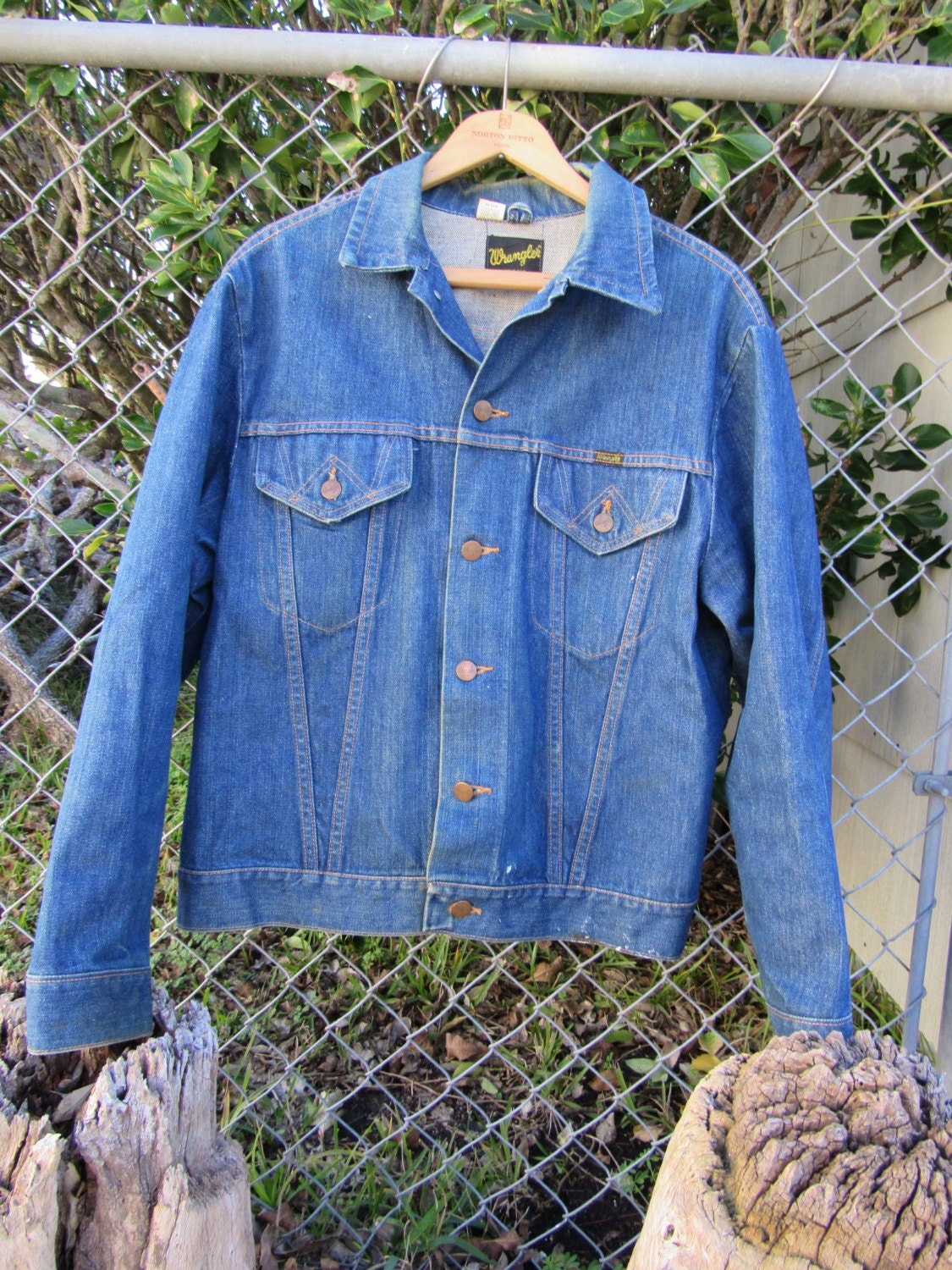 70s Wrangler Denim Jacket Men L Women L-XL // Vintage Two - Etsy