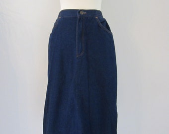 80s/90s Wrangler Denim Skirt, Made in USA, S W27 // Vintage Cowgirl Jean Skirt // Western Denim Skirt