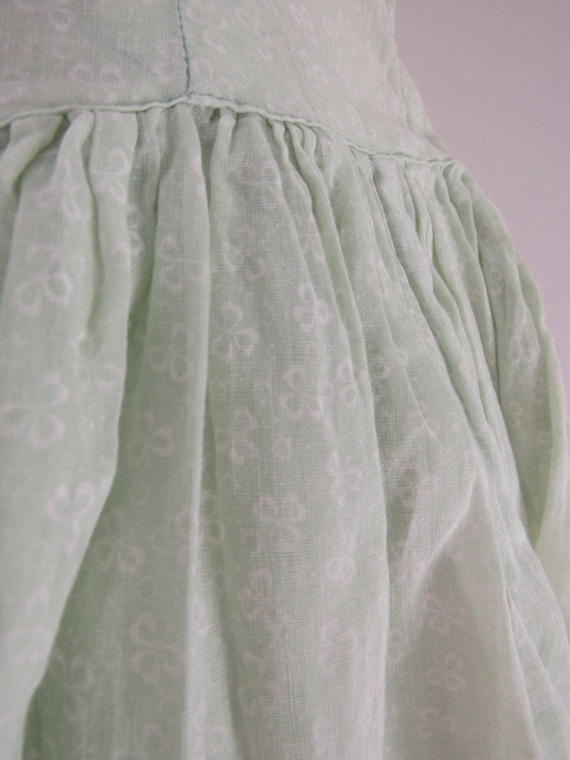 50s Pale Green Sheer Floral Day Dress, XS // Vint… - image 4