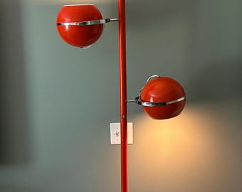 Ultra RARE 1970's MCM Space Age Pole Floor Lamp Orange