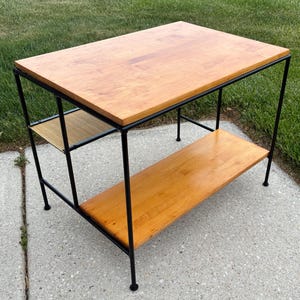 Paul McCobb Planer Group Maple Wrought Iron Side Table
