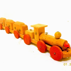 Ancien ensemble de train jouet en bois HEROS vintage fabriqué en