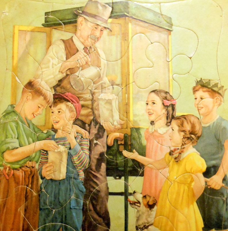 Vintage Puzzle Popcorn Street Vendor Jigsaw Puzzle 1930s Etsy