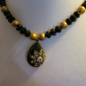 Black and Gold Necklace - Pendant Necklace