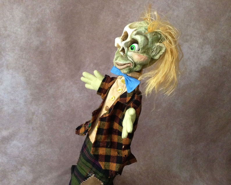Handmade artisan happy zombie puppet traditional hand puppet, glove puppet for puppet theatre image 6