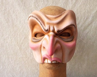 Artisan half mask: 'Discust' (pink skintones) - Traditional handmade mask