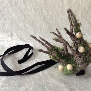 Crown - Extra Small, handmade branches  Crown with mos and white berries(tree imitation)