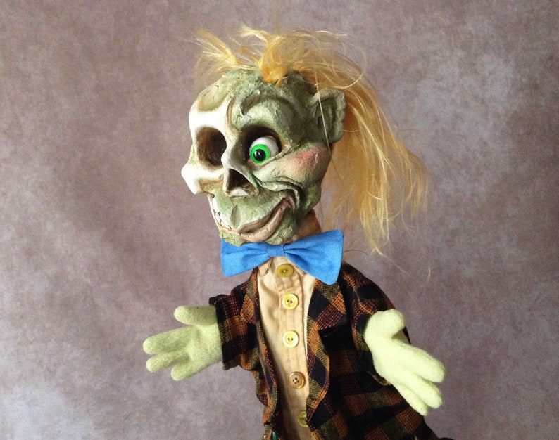 Handmade artisan happy zombie puppet traditional hand puppet, glove puppet for puppet theatre image 5