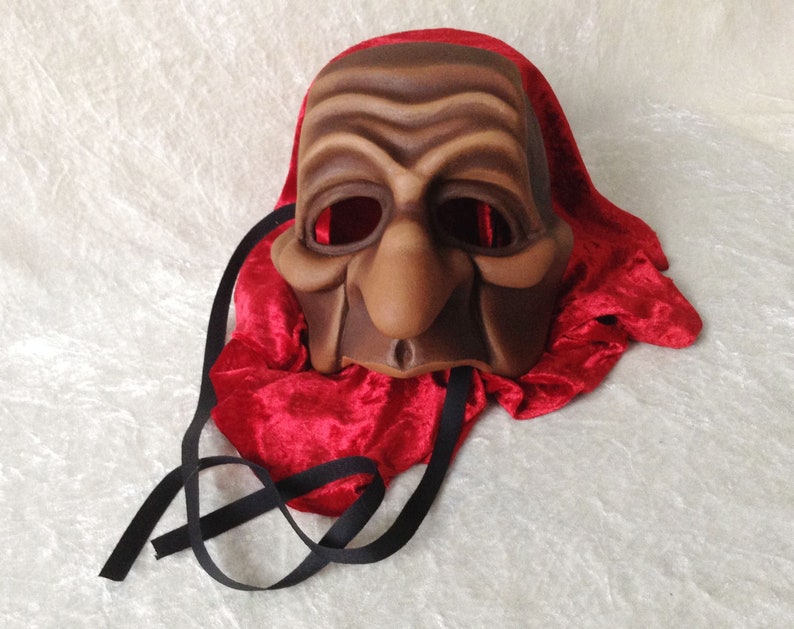 brown finish wearable art - Traditional handmade mask Half mask /'Old man/'