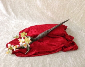 Wand (L): &#39;Branch in bloom&#39; - handmade, handscuplted wand