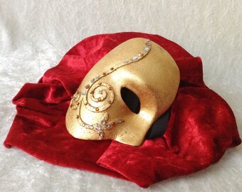 Artisan mask: &#39;Small Golden curl&#39; (gold leaf) - Traditional handmade mask