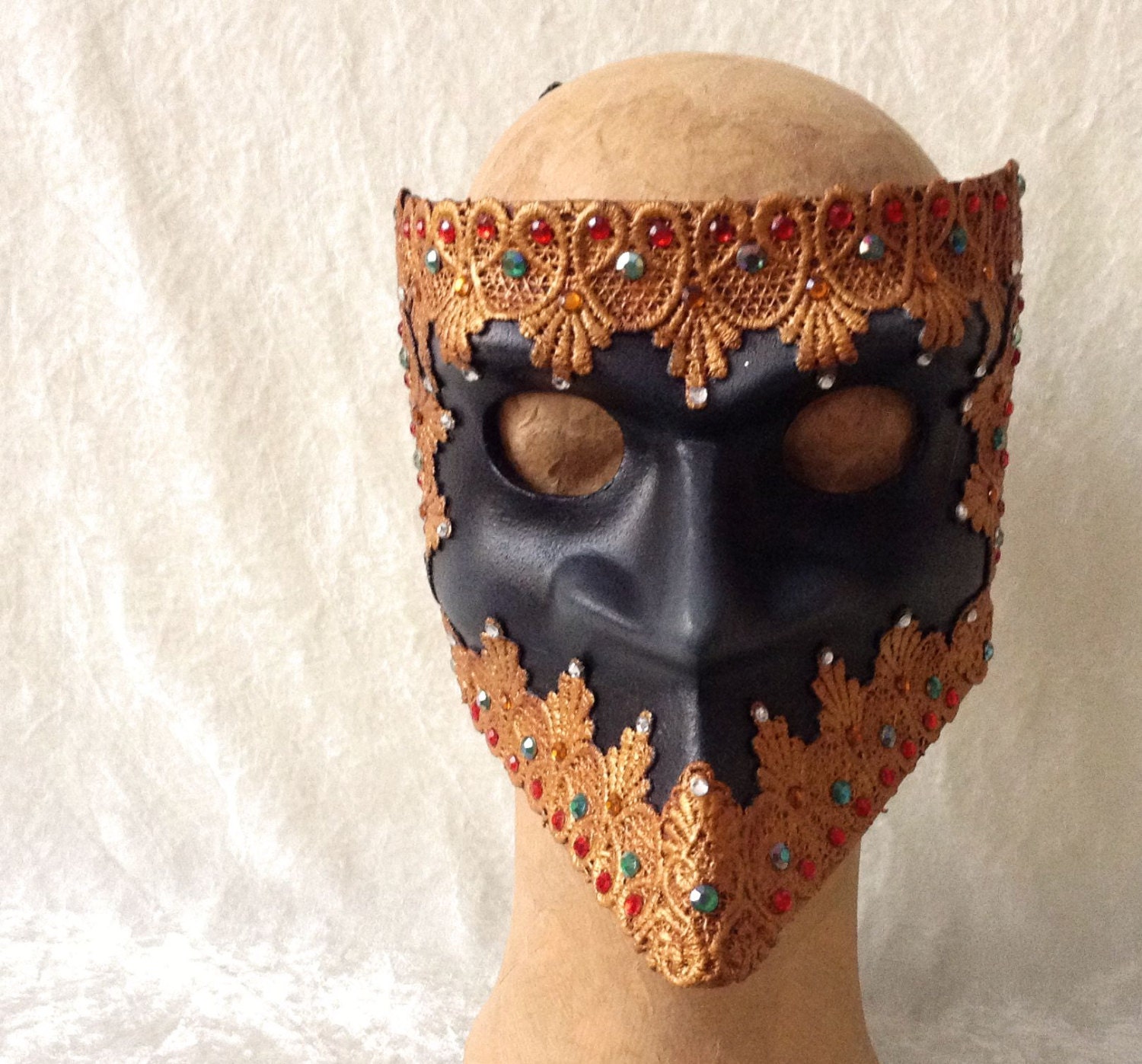 Artisan Bauta Masker: 'bauta Deluxe Black' (lace and Artisan Bauta Masker: 'bauta Deluxe Black' (lace and