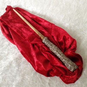 Wand (L): &#39;Half bark&#39; (tree branch imitation) - handmade, handsculpted wand