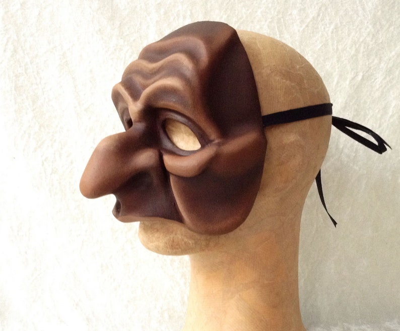 brown finish wearable art - Traditional handmade mask Half mask /'Old man/'