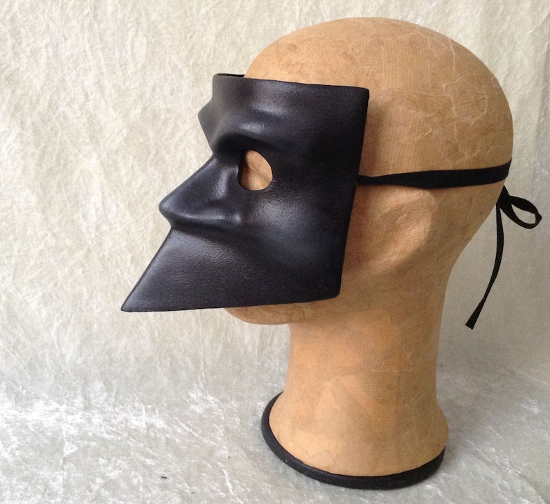 subtle painted highlights - Traditional handmade mask : /'Classic black Bauta/' Bauta mask classic wearable art