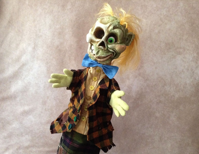 Handmade artisan happy zombie puppet traditional hand puppet, glove puppet for puppet theatre image 8
