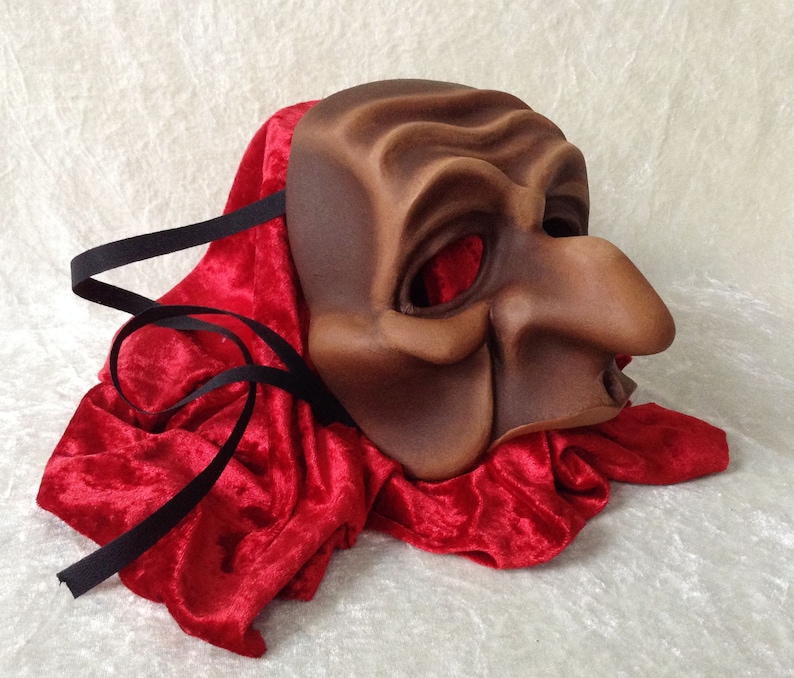 brown finish wearable art - Traditional handmade mask Half mask /'Old man/'