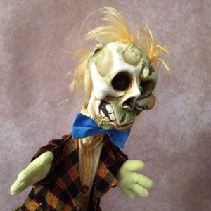 Handmade artisan happy zombie puppet traditional hand puppet, glove puppet for puppet theatre image 3