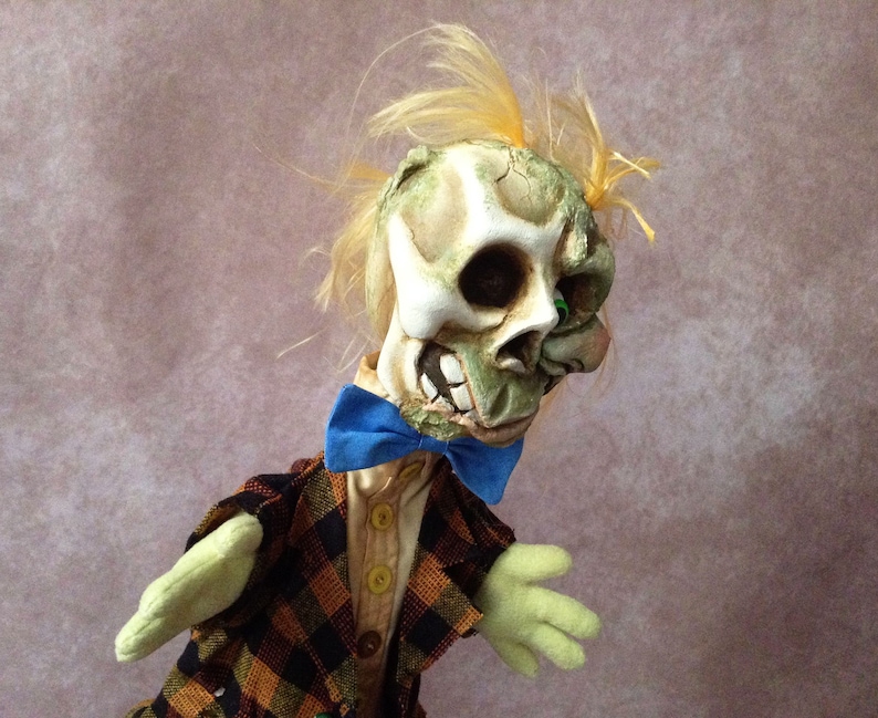 Handmade artisan happy zombie puppet traditional hand puppet, glove puppet for puppet theatre image 3