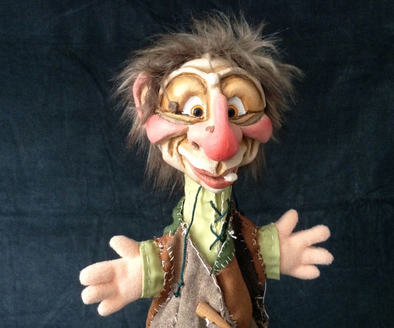 Handmade artisan happy troll puppet traditional hand puppet Etsy