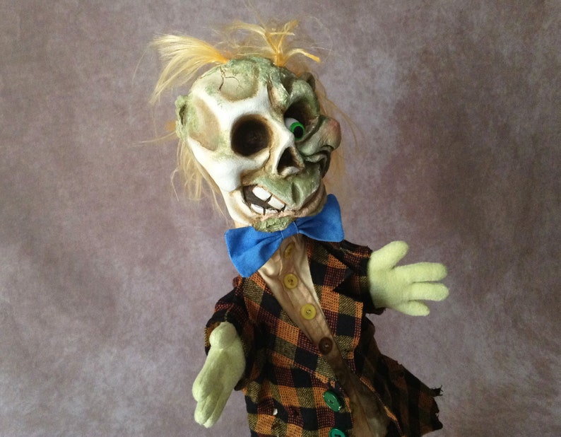 Handmade artisan happy zombie puppet traditional hand puppet, glove puppet for puppet theatre image 7