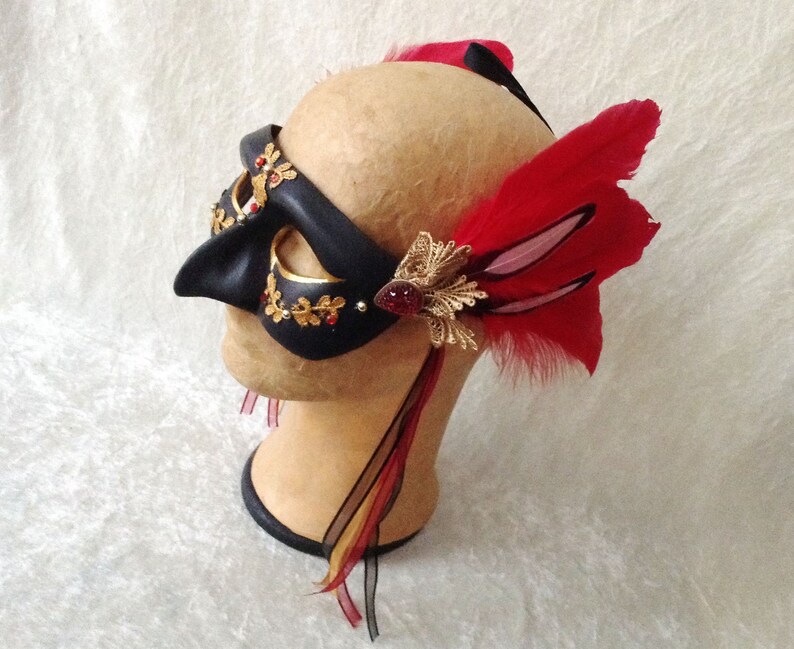 /'Black beak/' Traditional handmade mask Eye mask lace, feathers