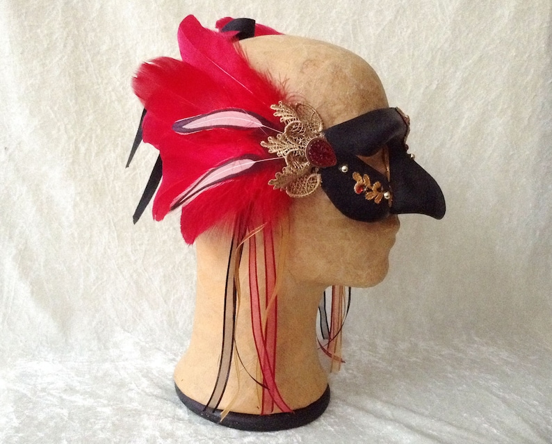 /'Black beak/' Traditional handmade mask Eye mask lace, feathers