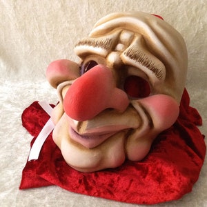 Artisan mask: 'Happy troll' (troll / goblin, pink skintones) - Traditional handmade mask