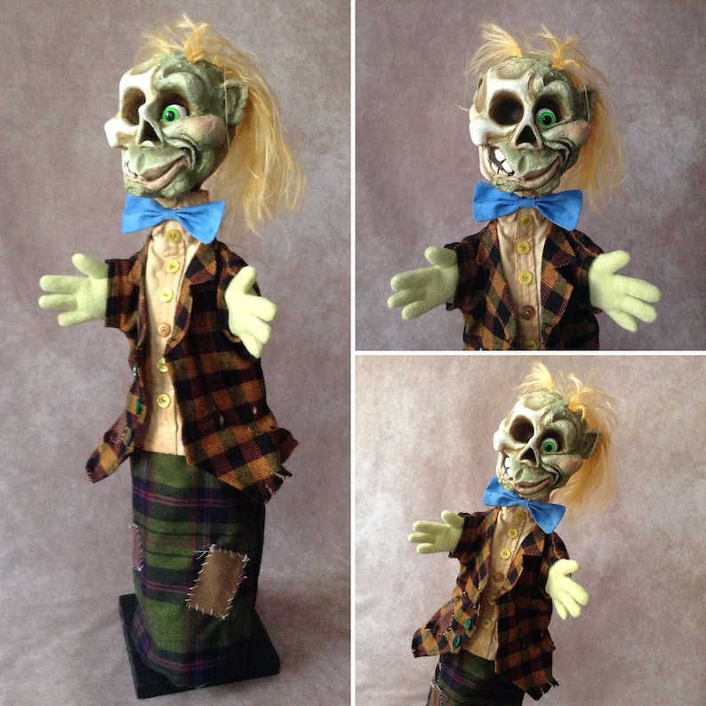 Handmade artisan happy zombie puppet traditional hand puppet, glove puppet for puppet theatre zdjęcie 1