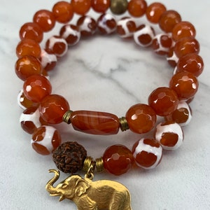 SAFARI/ Beaded Bracelets/ Stretch Bracelets/ Agate/ Carnelian/ Brass/ Gifts