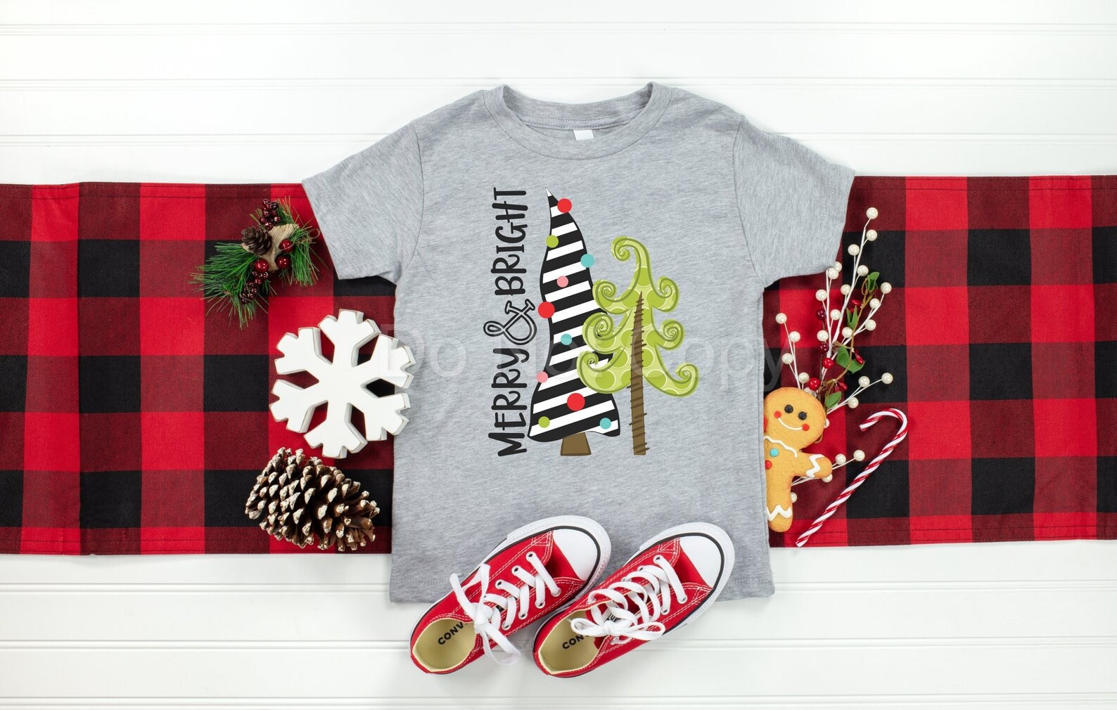 merry and bright christmas tree shirt
