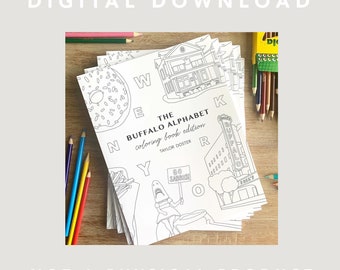 The Buffalo, NY Alphabet Coloring Book, digital download, printable coloring book