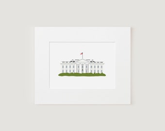 The White House 8x10 matted print, winston-salem, wall art, washington dc, the district, president