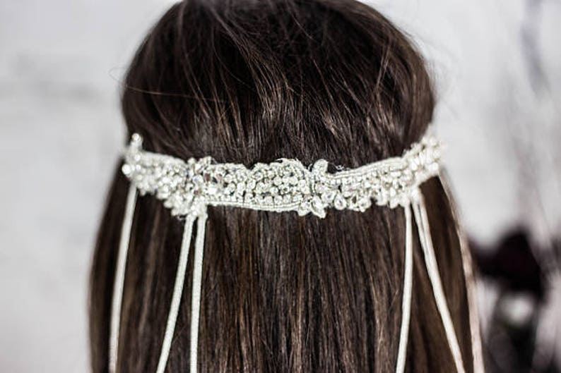 Gatsby Wedding Headpiece Art Deco Hair Accessories Bridal Hair Chain Jewelry Bridal Head Chain Art Deco Bridal Headband Forehead Jewelry