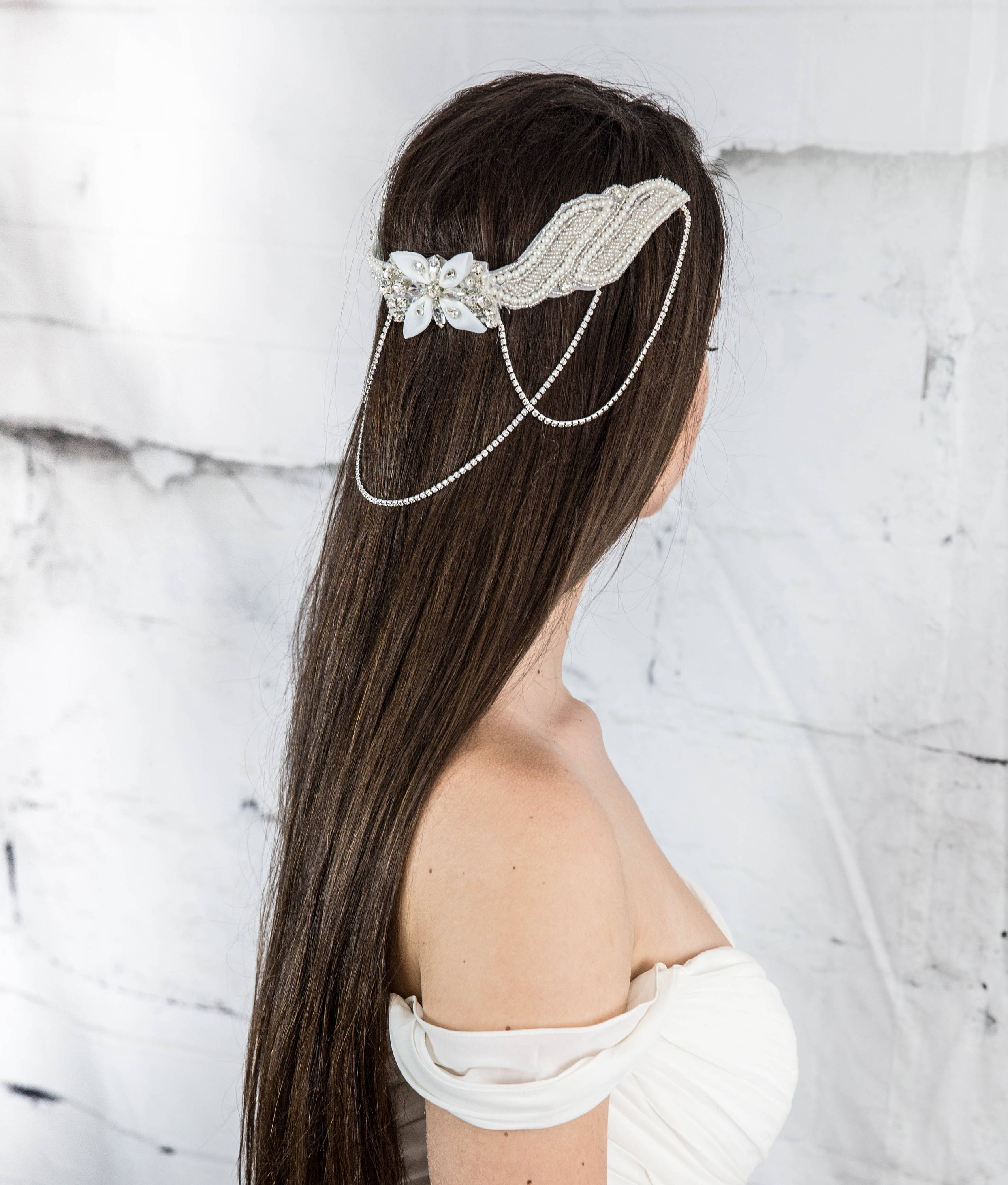 Vintage Hair Comb Bridal Hair Piece With Pearls Chain Headpiece
